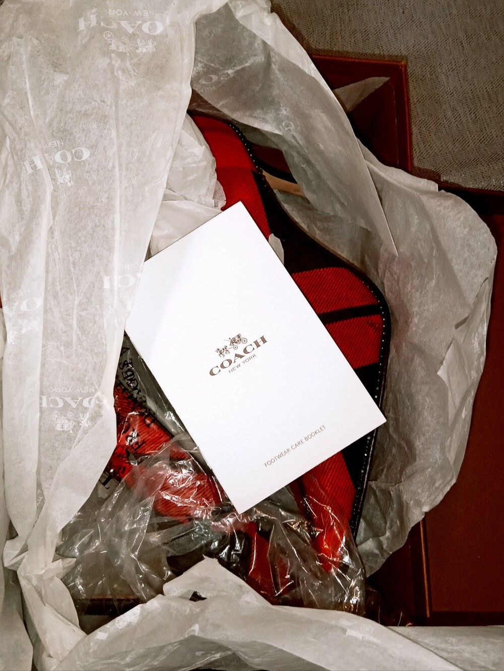 Coach "Tamera" Red Plaid Calfhair Pumps 8.5 In Box - Picture 11 of 11